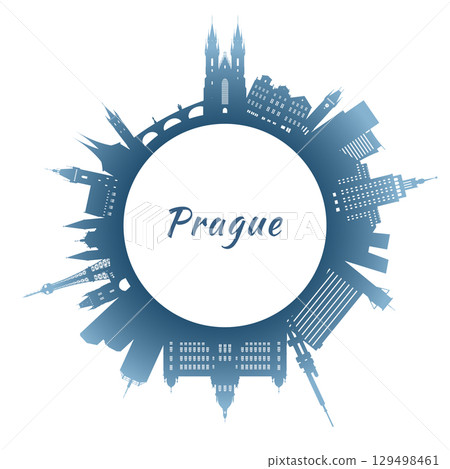 Prague skyline with colorful buildings. Prague skyline with colorful buildings. 129498461