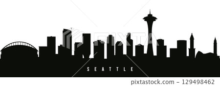 Vector silhouette illustration of Seattle City urban skyline. Vector silhouette illustration of Seattle City urban skyline. 129498462