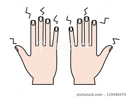 單純的手，指尖麻木疼痛 129498479