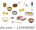 Japanese food illustration set 129498987