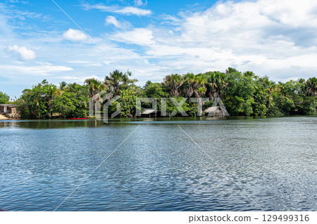 Boat trip on the Preguica River near Barreirinhas, Lencois Maranhenses, Maranhao, Brazil 129499316