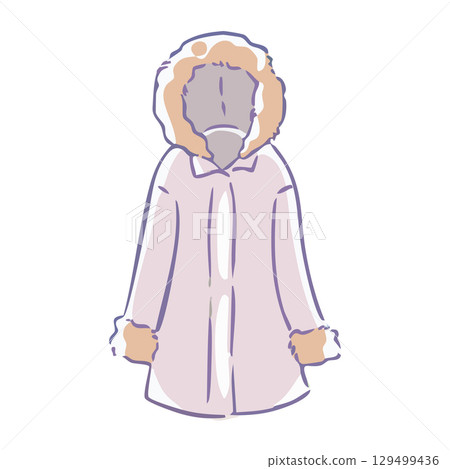 帶有毛皮兜帽的長外套插圖 帶有毛皮兜帽的長外套插圖 129499436