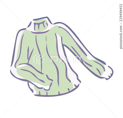 Illustration of a light green high-neck sweater 129499452