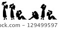 Mom with baby, mother silhouette, happy family silhouette 129499597