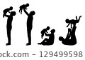 Dad with baby, father day silhouette, happy family silhouette 129499598
