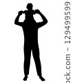 Dad with baby, father with son silhouette, happy family silhouette 129499599