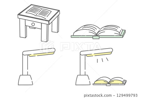 書桌和閱讀燈的插圖 129499793