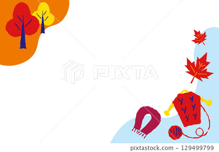 針織品和圍巾的秋季框架插圖 129499799