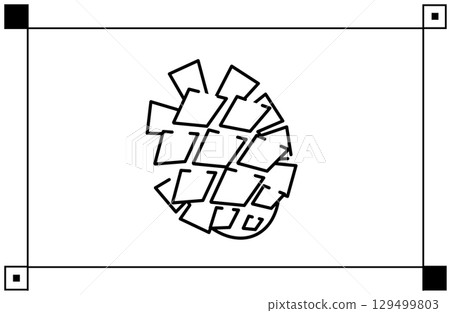 Simple line drawing illustration of a pine cone 129499803