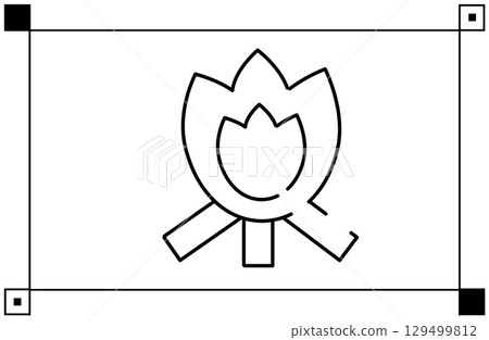 營火簡單線條畫插圖圖標 129499812