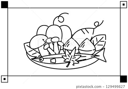 Autumn flavors icon set (mushrooms, chestnuts, saury, sweet potatoes, pumpkin) Autumn flavors icon set (mushrooms, chestnuts, saury, sweet potatoes, pumpkin) 129499827