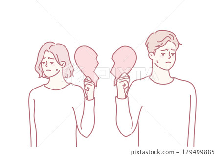 Unhappy couple suffer from breakup 129499885
