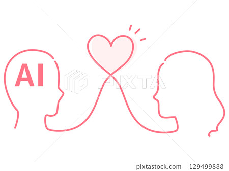 一位愛上人工智慧的女人的剪影 一位愛上人工智慧的女人的剪影 129499888