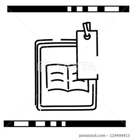 帶有書籍和書籤的平板電腦的插圖圖標 129499915