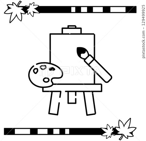 畫架和畫布、畫筆和調色板插圖 畫架和畫布、畫筆和調色板插圖 129499925