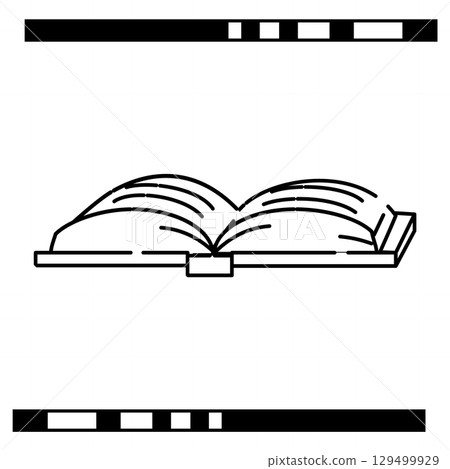 平放在桌上的一本打開的書的線條圖標 129499929