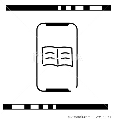 Reading a book on a smartphone line icon 129499954