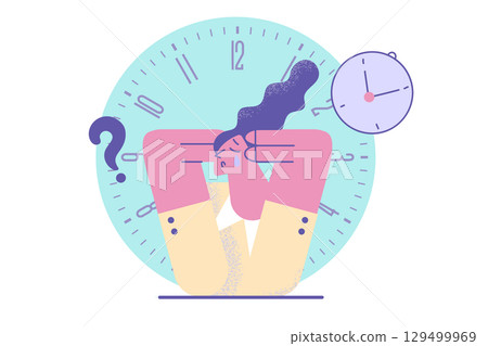 Stress, burnout and bad time management concept 129499969