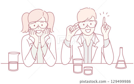 A group of excited scientists passionately engaging in various handson experiments and activities 129499986