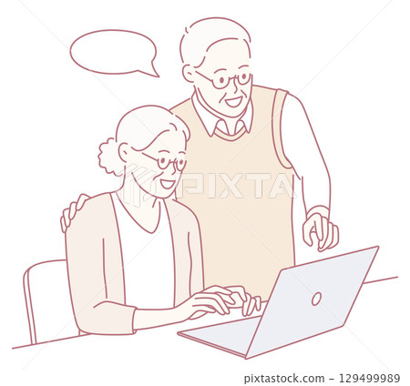 An Elderly Couple Engaged in Using a Laptop Together as They Enhance Their Digital Skills An Elderly Couple Engaged in Using a Laptop Together as They Enhance Their Digital Skills 129499989