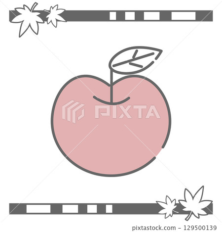 紅蘋果插圖（附葉子） 129500139
