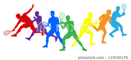 Silhouette Tennis Men Male Players Silhouettes 129500176