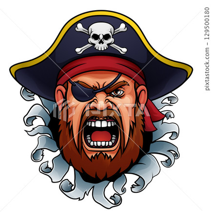 Pirate Captain Angry Mascot Cartoon Man Face Head 129500180