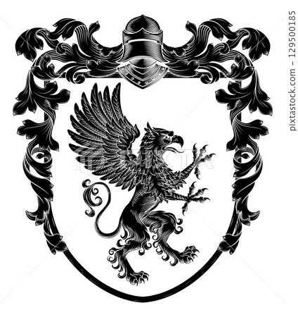 Griffin Gryphon Coat of Arms Crest Heraldic Shield 129500185