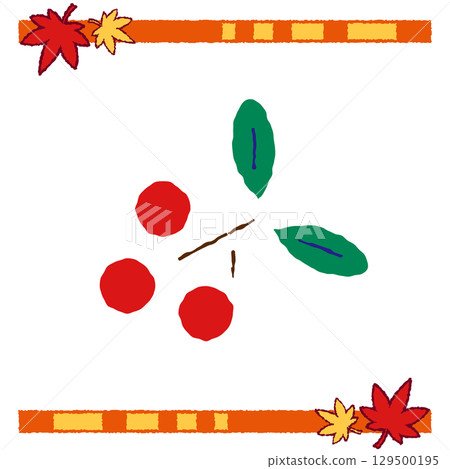 Illustration of nandina berries with leaves Illustration of nandina berries with leaves 129500195