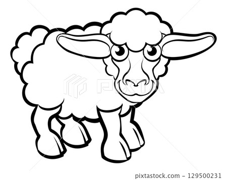Sheep Farm Animal Cartoon Character Illustration 129500231