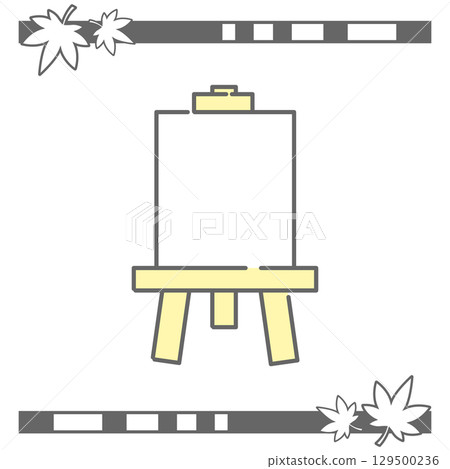 帶有畫布的木製畫架的插圖 129500236