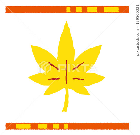 Yellow maple leaf illustration (autumn/autumn leaves) 129500321