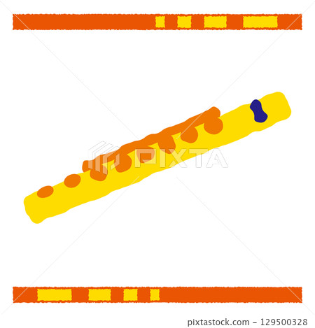 黃色和橙色的長笛插圖 129500328