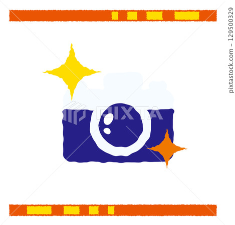 Illustration of a camera with sparkling stars 129500329