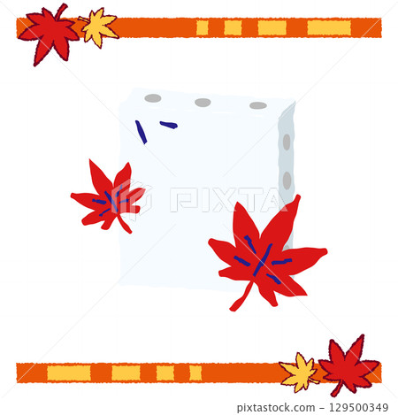 用紅色秋葉裝飾的油畫畫布插圖 用紅色秋葉裝飾的油畫畫布插圖 129500349