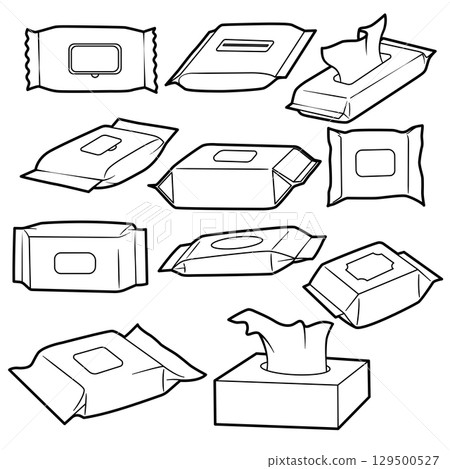 tissue paper set line icons hygiene illustration tissue paper set line icons hygiene illustration 129500527