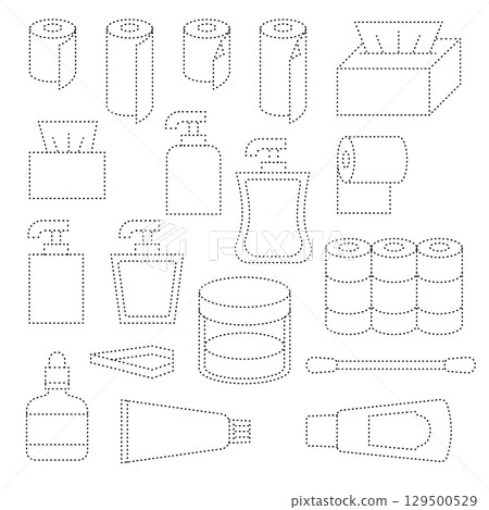Tracing hygiene set line icons illustration 129500529