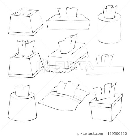 tracing napkin set line icons hygiene illustration tracing napkin set line icons hygiene illustration 129500530
