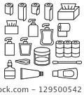 Hygiene set line icons illustration 129500542
