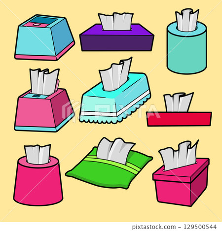 napkin set flat style with outline hygiene illustration napkin set flat style with outline hygiene illustration 129500544