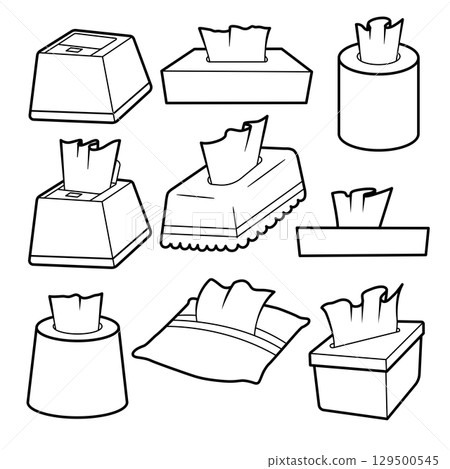 napkin set line icons hygiene illustration napkin set line icons hygiene illustration 129500545