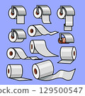 paper towel set flat style with outline illustration 129500547