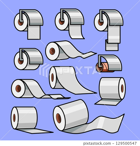 paper towel set flat style with outline illustration paper towel set flat style with outline illustration 129500547