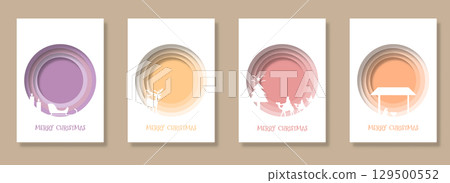 Merry Christmas and Happy New Year template for covers, invitations, posters, banners and flyers in paper cut style. Merry Christmas and Happy New Year template for covers, invitations, posters, banners and flyers in paper cut style. 129500552