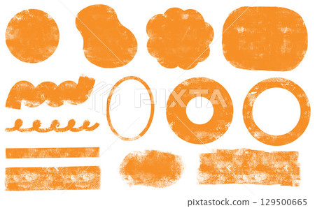 Roller-style hand-drawn parts material_circle, line, square, for background_orange Roller-style hand-drawn parts material_circle, line, square, for background_orange 129500665