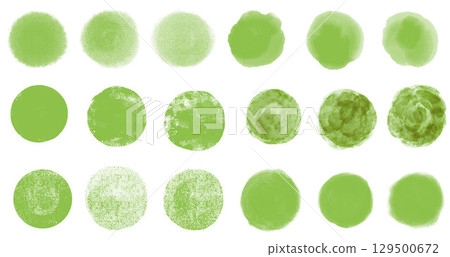 Hand-drawn circle background/painting texture, watercolor, paint, pastel green 129500672