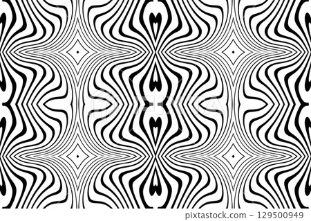Abstract Seamless Wavy Lines Black and White Pattern. 129500949