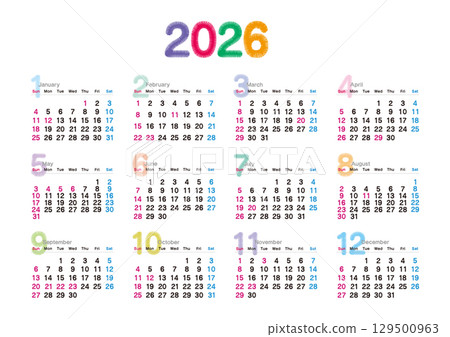 2026 Embroidered Calendar (Sunday Start) 129500963