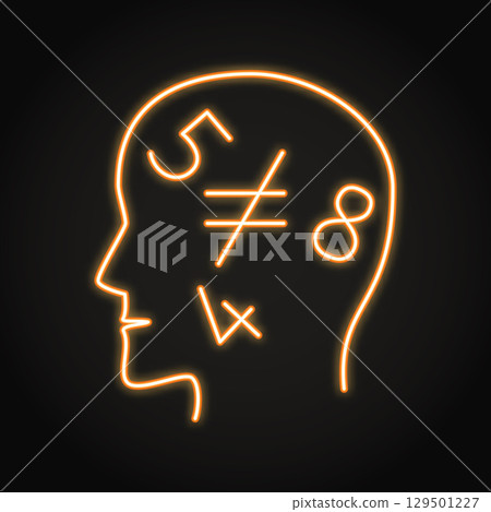 Dyscalculia disorder neon line icon 129501227