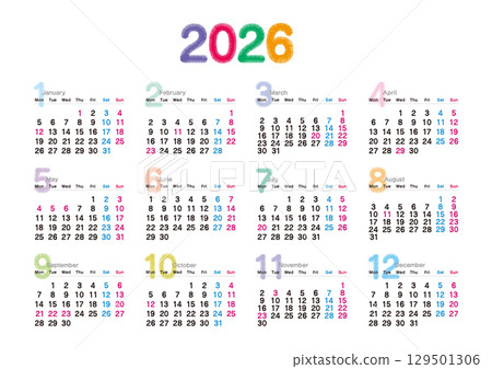 2026 embroidered calendar, Monday start 129501306